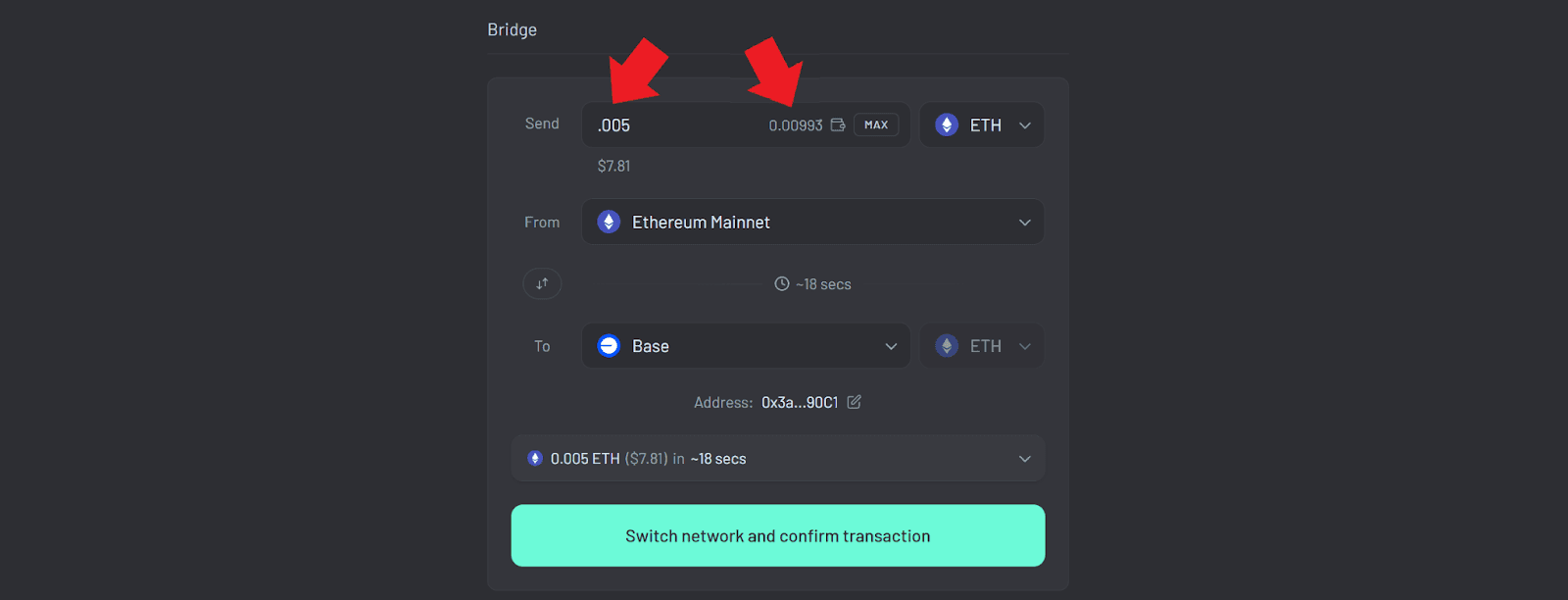Crypto Bridging Made Simple (Graphic 5) Enter the amount of your selected token that you want to bridge.