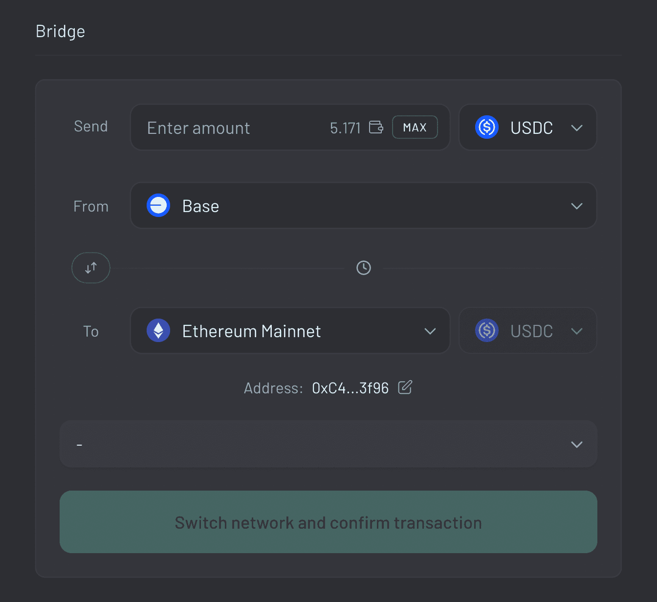Solana Bridge SEO Blog Post (SS 4) Select USDC as your token and choose your origin chain.
